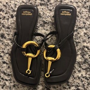 Jeffrey Campbell Black Sandals with Gold Accents Size 6.5